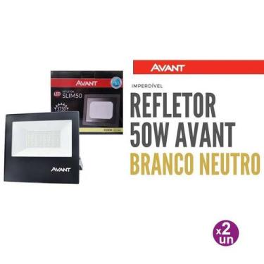 Imagem de Kit 2 Refletor Led 50W Holofote Branco Neutro 4000K Avant