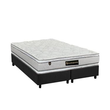 Imagem de  Cama Box Queen: Colchão Molas Ensacadas Luckspuma MasterPocket Lucksfaction Plus + Base CRC Suede Gray(158x198)