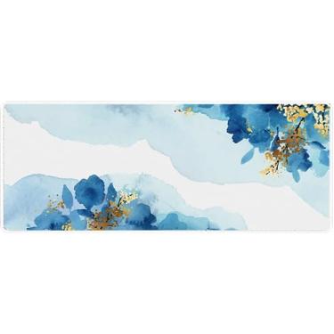 Imagem de TECH8 USA Mouse pad de mesa premium, excelente tecido microtecido, bordas costuradas, base antiderrapante, resistente a água e manchas, para teclado, mouse e laptop (lagoa azul, GG (81 x 30 cm)