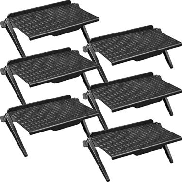Imagem de 6 peças de prateleira de tela de TV, ajustável, prateleira superior de plástico, armazenamento de videogame, console de jogos, suporte de roteador preto, prateleiras de áudio e vídeo para roteador de