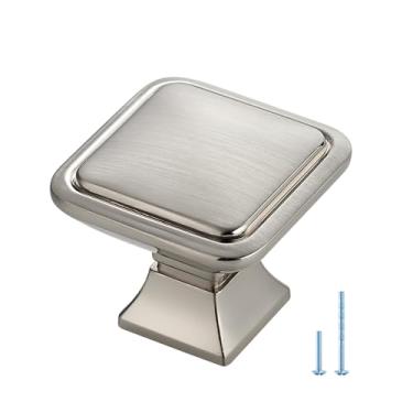 Imagem de Ravinte Hardware Puxadores de armário de níquel escovado pacote com 30 puxadores quadrados de armário de cozinha maçanetas de porta de armário de cozinha