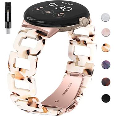 Imagem de NINKI Pulseira esportiva de resina compatível com Google Pixel, pulseira de corrente de elos de luxo ajustável, pulseira leve e elegante, pulseira de metal de aço inoxidável para relógio inteligente Google Pixel (Nougat)