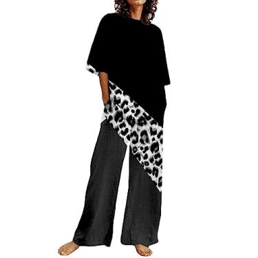 Imagem de Conjunto de duas peças de linho feminino casual de verão plus size, camisas de manga curta, tops grandes, algodão, pernas largas, conjunto de roupa de descanso, Za1-branco, XX-Large
