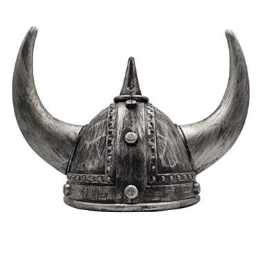 Imagem de LOOYAR Capacete Viking Medieval Idade Média com Chifres Viking Berserker Soldado Guerreiro Chapéu Sallet Brinquedo Adulto para Batalha Brincar Halloween Cosplay LARP