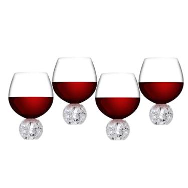 Imagem de YLNNLC Taças de vinho – Conjunto de 4 taças de vinho tinto – Base de bola quebrada – Cristal premium – Presente para degustação de vinhos, casamento, aniversário, – 590 ml, transparente