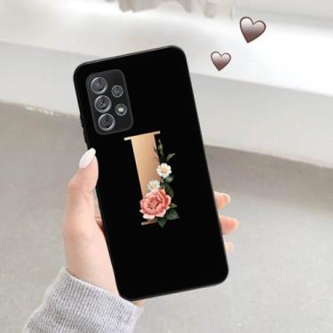 Imagem de Capa de telefone macia preta fosca para samsung a52 a32 a72 a22 4g a52s a12 a42 5g 26 letras capa inicial de flor, b09, para a32 5g