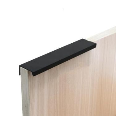 Imagem de Armário puxa puxadores de gaveta preto prata laranja ouro escondido alças de aço inoxidável armário de cozinha móveis ferragem, preto 80mm, 1