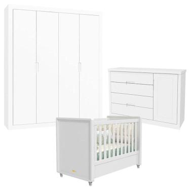 Imagem de Quarto de Bebê 4 Portas Tutto New Branco Acetinado - Matic
