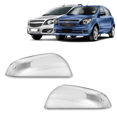 Imagem de Par Aplique Cromado para Capa Retrovisor Agile 2010 2011 2012 2013 2014 Montana G2 2011 2012 2013 2014 2015 2016 2017 2018 2019 2020