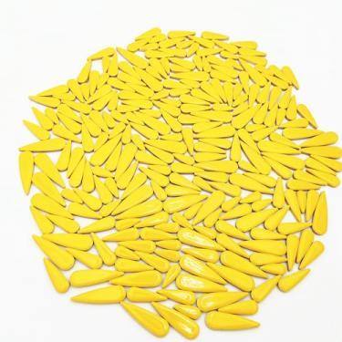 Imagem de 450 g de folhas de pétalas de água para artesanato DIY, peças de mosaico de cerâmica em forma de gota para molduras de fotos, copos, vasos de flores, tanque de peixes, vasos, fazer pedras (amarelo)