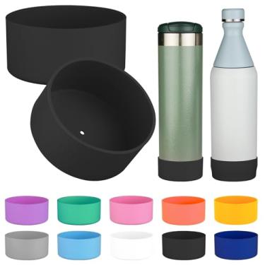Imagem de 2 peças de bota de silicone para garrafa Stanley All Day Slim Bottle 590 g, capa protetora antiderrapante para garrafa Stanley AeroLight Transit (preto)