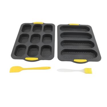 Imagem de Conjunto de Assadeiras para Pão Francês, Assadeira Perfurada Antiaderente de Silicone para Mini Pão Com Cavidade de 4/9 Assadeira para Baguete Francesa Bandeja para Assar Mini