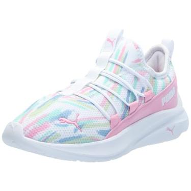 Imagem de PUMA Tênis infantil feminino Softride One4all Rainbow Brush Slip On Casual - Multi, Branco, Puma branco-rosa lilás-menta, 21