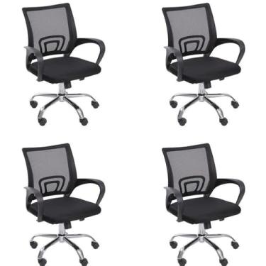Imagem de Kit 4 Cadeiras para Escritório Diretor Tela Mesh com Relax Tok 3310 Preto