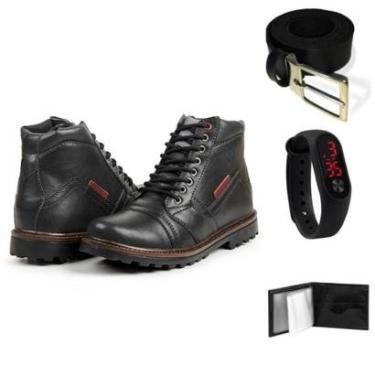 Imagem de Bota Masculina Coturno Moderna + Carteira + Cinto + Relógio-Masculino