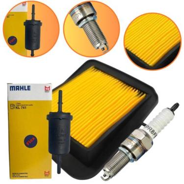 Imagem de Filtro Ar Elemento + Vela Ignição CPR8EA9 + Filtro Combustível Metal L