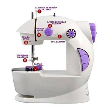 Imagem de Mini Máquina Costura Portátil Elétrica Pilha + Pedal Bivolt - MINI COS