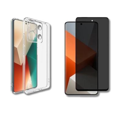 Imagem de Capa Capinha Case Anti Shock Transparente + Película De Vidro 3D Privacidade Anti Spy Tela Toda Para Xiaomi (Redmi Note 13)