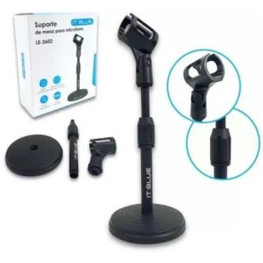 Imagem de Suporte de mesa p/ microfone c/ base redonda para podcast - IT-BLUE