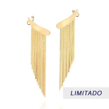 Imagem de Brincos banhado ouro 3x 24k 18k e 22k feminino grande maxi ear curf pi