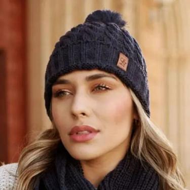 Imagem de Touca Feminina Gorro De Lã Com Pompom Elegante Macia - Suprema opção, 