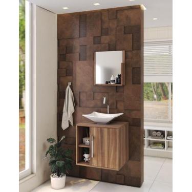 Imagem de Gabinete P/Banheiro C/cuba L38 e Espelheira Soft 50cm - Compace, Nogal