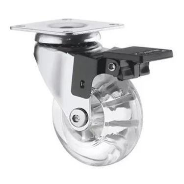 Imagem de Rodizio Giratório Cromado Com Freio Para Móveis Roda Gel - Movifacil