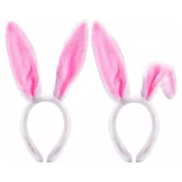 Imagem de Arco Orelha De Coelho Tiara Orelhas Pascoa Fantasia Bloco De Carnaval 
