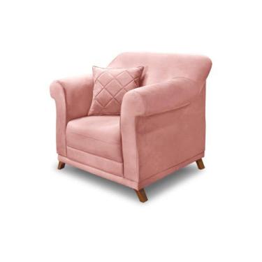 Imagem de Poltrona Decorativa com 1 Almofada Armstrong Veludo Rosa G63 - Gran Be