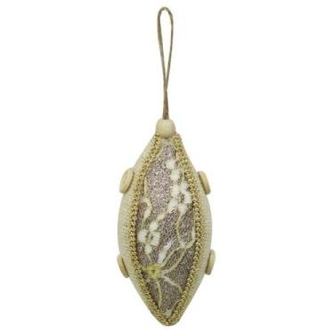 Imagem de Enfeite de Natal Oval Pequeno Dourado Arvore Natal 13cm - Zona Livre