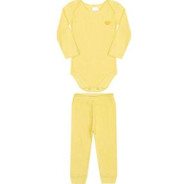Imagem de Conjunto de Body Canelado Infantil - Orango Kids, Amarelo, GG
