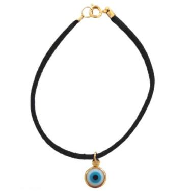 Imagem de Pulseira camurça com Olho Grego Branco 8,5 mm - Sunshine Cristais, Dou