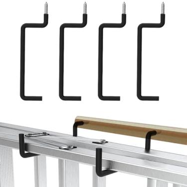 Imagem de FORESRUM Pacote com 4 ganchos de escada - ganchos de bicicleta (preto) cabide de escada para escada, bicicleta, cadeira dobrável, cabo, mangueira, carrinho de mão, organizador de ferramentas ideal