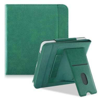 Imagem de Yiernuo Capa compatível com Kobo Libra Color & Kobo Libra 2 e-Reader, capa protetora com compartimento para cartões, alça de mão e suporte, verde