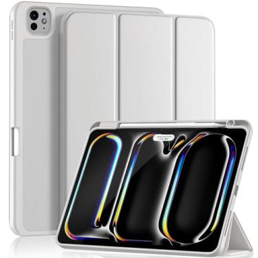 Imagem de Yuloigan Capa compatível com iPad Pro M4 de 11 polegadas 2024 com suporte para lápis, capa protetora inteligente fina suporta carregamento Pencil Pro, capa para iPad Pro 11 polegadas m4 5ª geração,