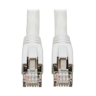 Imagem de Tripp Lite Cabo Ethernet blindado PoE Cat8 40G, 1,5 metros, branco, alta velocidade, Power Over Ethernet, RJ45, Snagless SSTP, macho-para-macho, cabo LAN de rede, (N272-F05-WH)