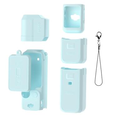 Imagem de CAPART Capa protetora de silicone para DJI OSMO Pocket 3 Creator Combo, capa protetora à prova de arranhões | Tela | Alça de rosca de 1/10.2 cm | Alça de bateria (Wathet)
