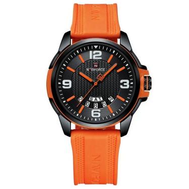 Imagem de Relógio De Pulso Masculino Pulseira Clássica De Silicone Esportivo Laranja