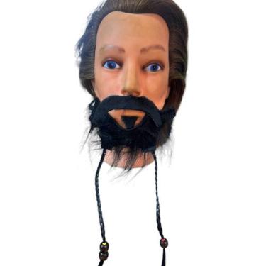 Imagem de Fantasia Barba Falsa Pelúcia trançada + Bigode preto Pirata - Lynx Pro
