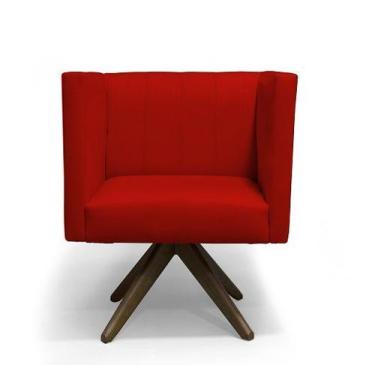 Imagem de Poltrona Decorativa Barcelona Base Giratória Suede Vermelho - Casa & E