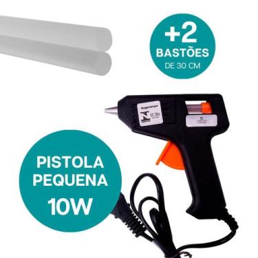 Imagem de Aplicador De Cola Quente Pequena Bivolt Bastão Fino 7mm Refil - Máquin