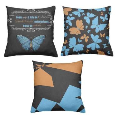 Imagem de Kit 3 Almofadas Decorativas Cheias 40 x 40 Borboletas - Deluzz