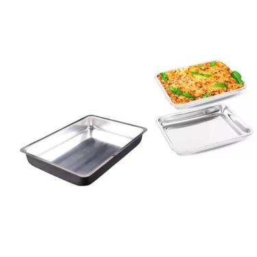 Imagem de Forma Assadeira Retangular Tabuleiro Extra Alto Alumínio Polido Grosso
