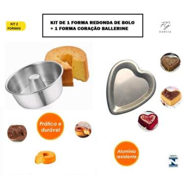 Imagem de Kit de 1 Forma de Pudim Bolo Redonda + 1 Forma Coração Ballerine Para 