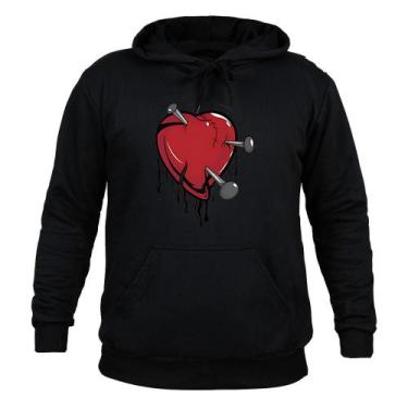 Imagem de Moletom 100% Algodão Inverno Coração Prego - Surprass, Preto, P