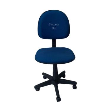 Imagem de Cadeira executiva giratoria pistão a gás  com base de ferro tecido azul