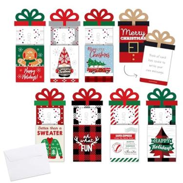 Imagem de Big Dot of Happiness Cartões de Natal variados vermelhos e verdes, dinheiro de Natal e mangas de cartão de presente, porta-cartões de presente de Natal Nifty Gifty, conjunto de 8