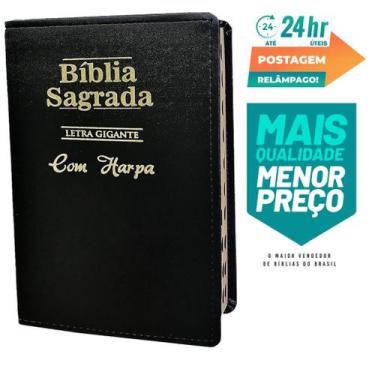 Imagem de Bíblia Sagrada Letra Gigante - Luxo - Preta C/ Harpa Cristã - sbb