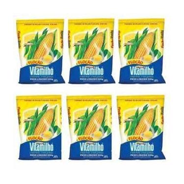 Imagem de 6 Pacotes Farinha Milho Flocão Cuscuz Vitamilho 500g validade longa
