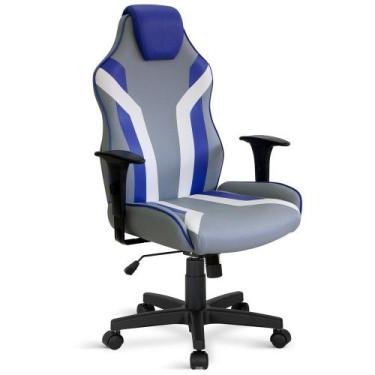Imagem de Cadeira Gamer Obeso Plus Size Giratória Relax CZ/AZ/BC - Flex Cadeiras